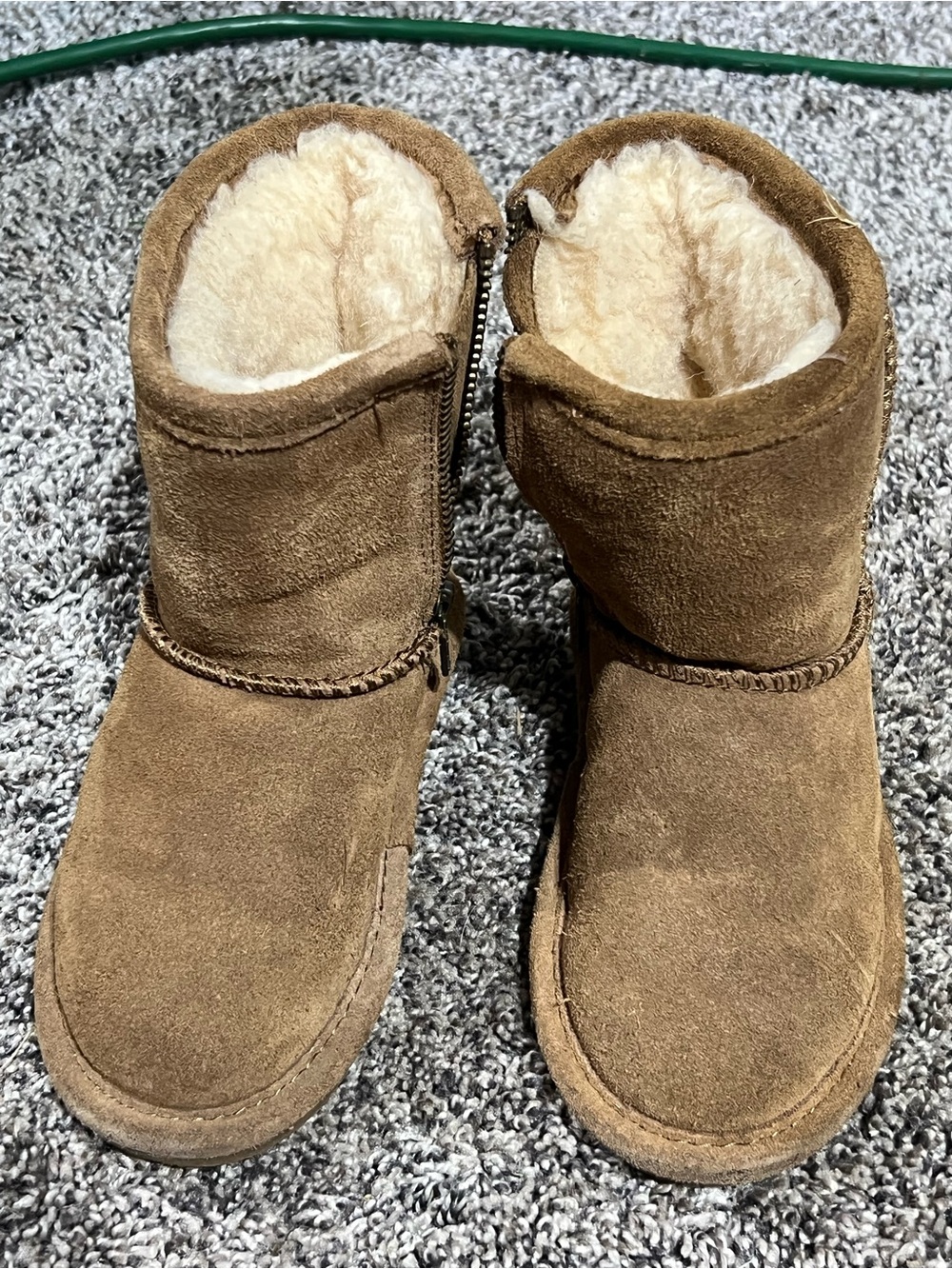 BearPaw Kids Brown Suede Shearling-Lined Boots